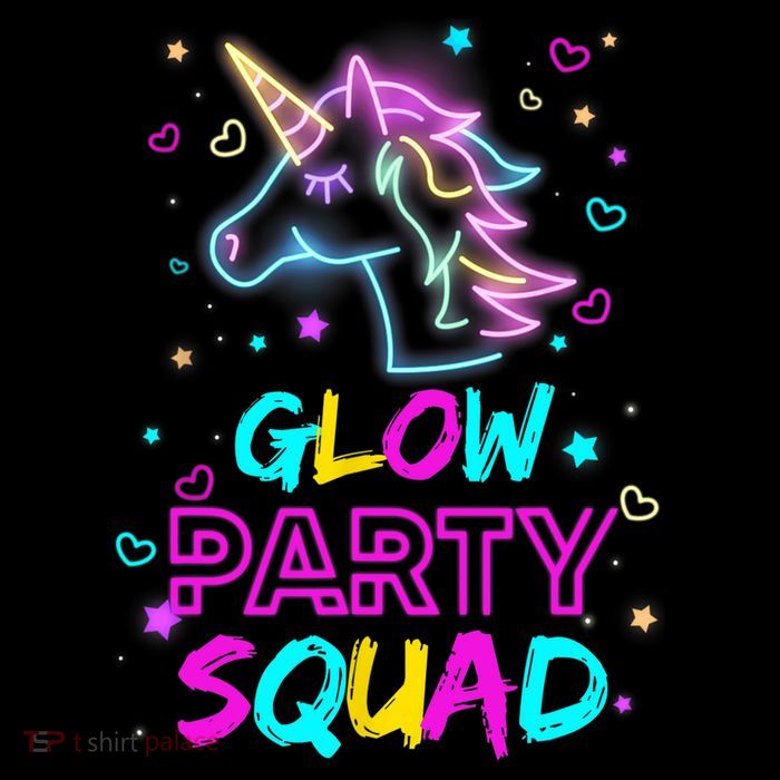 Glow Party Squad Unicorn 80s Retro Costume Birthday Squad Womens T-Shirt