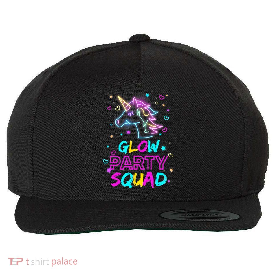 Glow Party Squad Unicorn 80s Retro Costume Birthday Squad Wool Snapback Cap
