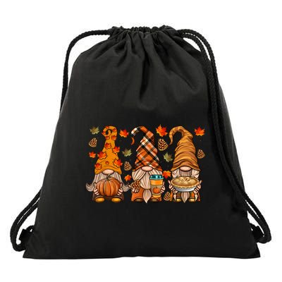 Gnomes Pumpkin Spice Coffee Latte Fall Autumn Thanksgiving Drawstring Bag