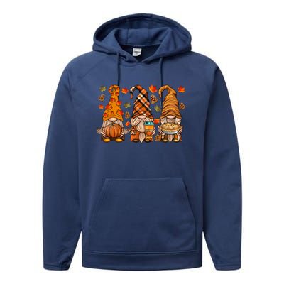 Gnomes Pumpkin Spice Coffee Latte Fall Autumn Thanksgiving Performance Fleece Hoodie