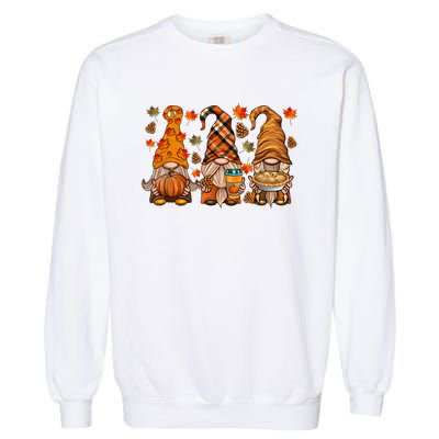 Gnomes Pumpkin Spice Coffee Latte Fall Autumn Thanksgiving Garment-Dyed Sweatshirt