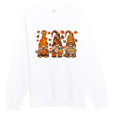 Gnomes Pumpkin Spice Coffee Latte Fall Autumn Thanksgiving Premium Crewneck Sweatshirt