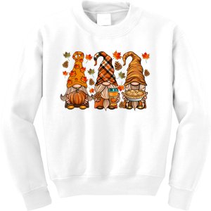 Gnomes Pumpkin Spice Coffee Latte Fall Autumn Thanksgiving Kids Sweatshirt