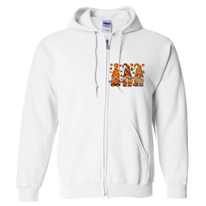 Gnomes Pumpkin Spice Coffee Latte Fall Autumn Thanksgiving Full Zip Hoodie