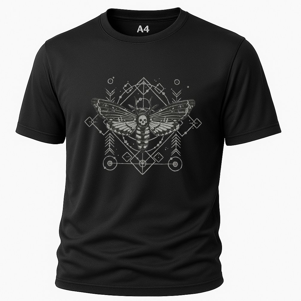 Goth Pagan Skull Occult Aesthetic Mystic Death Moth Cooling Performance Crew T-Shirt