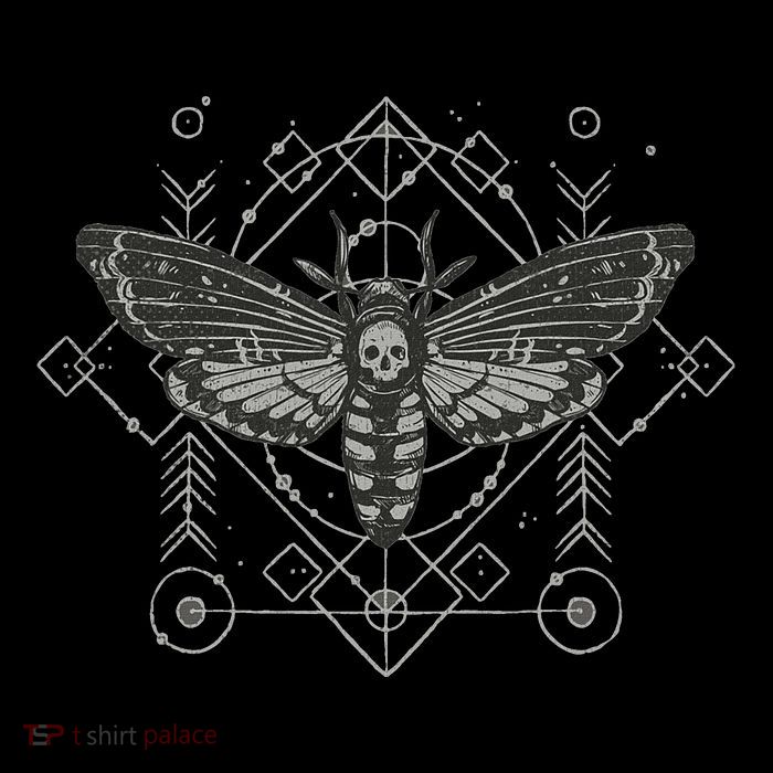 Goth Pagan Skull Occult Aesthetic Mystic Death Moth Button