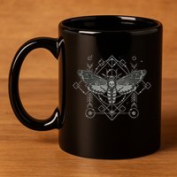 Goth Pagan Skull Occult Aesthetic Mystic Death Moth 11oz C Handle Ceramic Mug