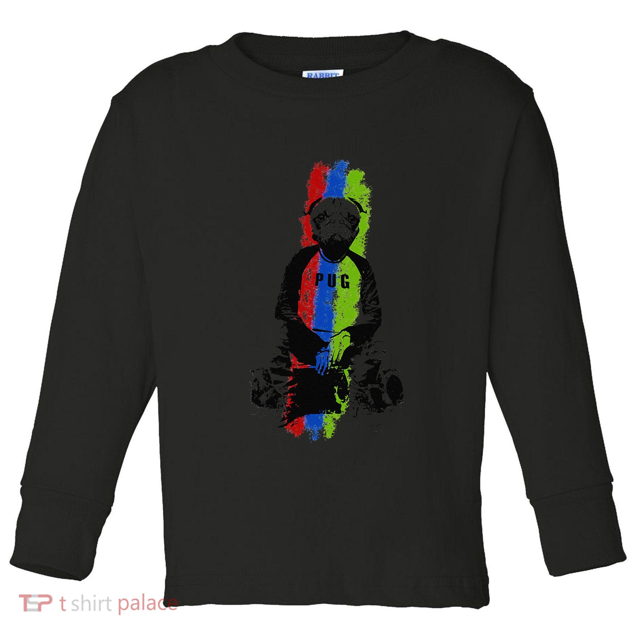 Good Pug Sitting Art Toddler Long Sleeve Shirt