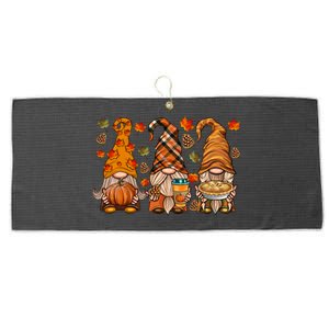 Gnomes Pumpkin Spice Coffee Latte Fall Autumn Thanksgiving Large Microfiber Waffle Golf Towel