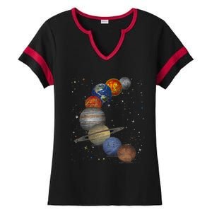 Galaxy Planets Sun Universe Outer Space Science Ladies Halftime Notch Neck Tee