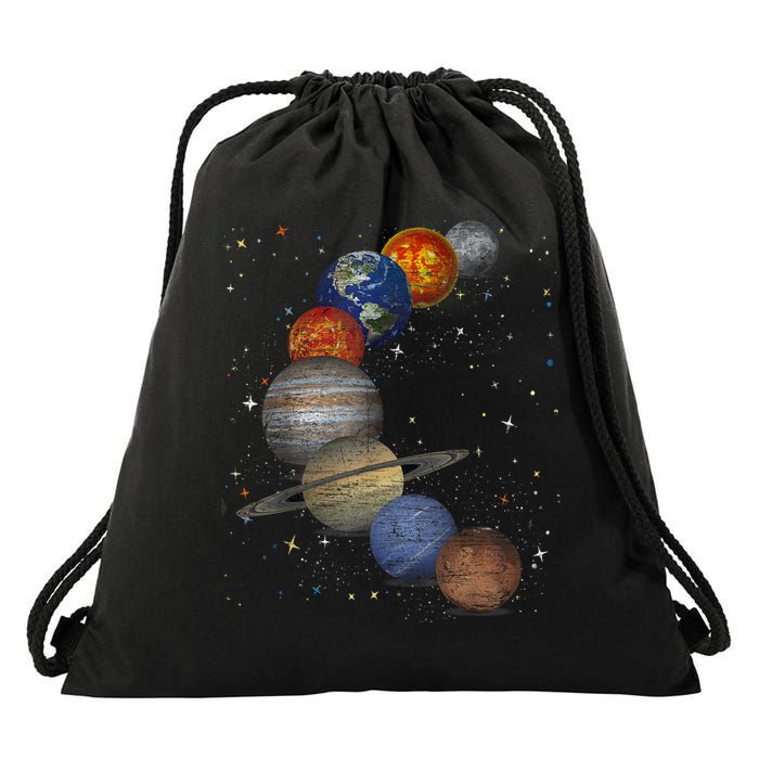 Galaxy Planets Sun Universe Outer Space Science Drawstring Bag