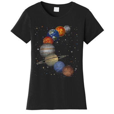 Galaxy Planets Sun Universe Outer Space Science Women's T-Shirt