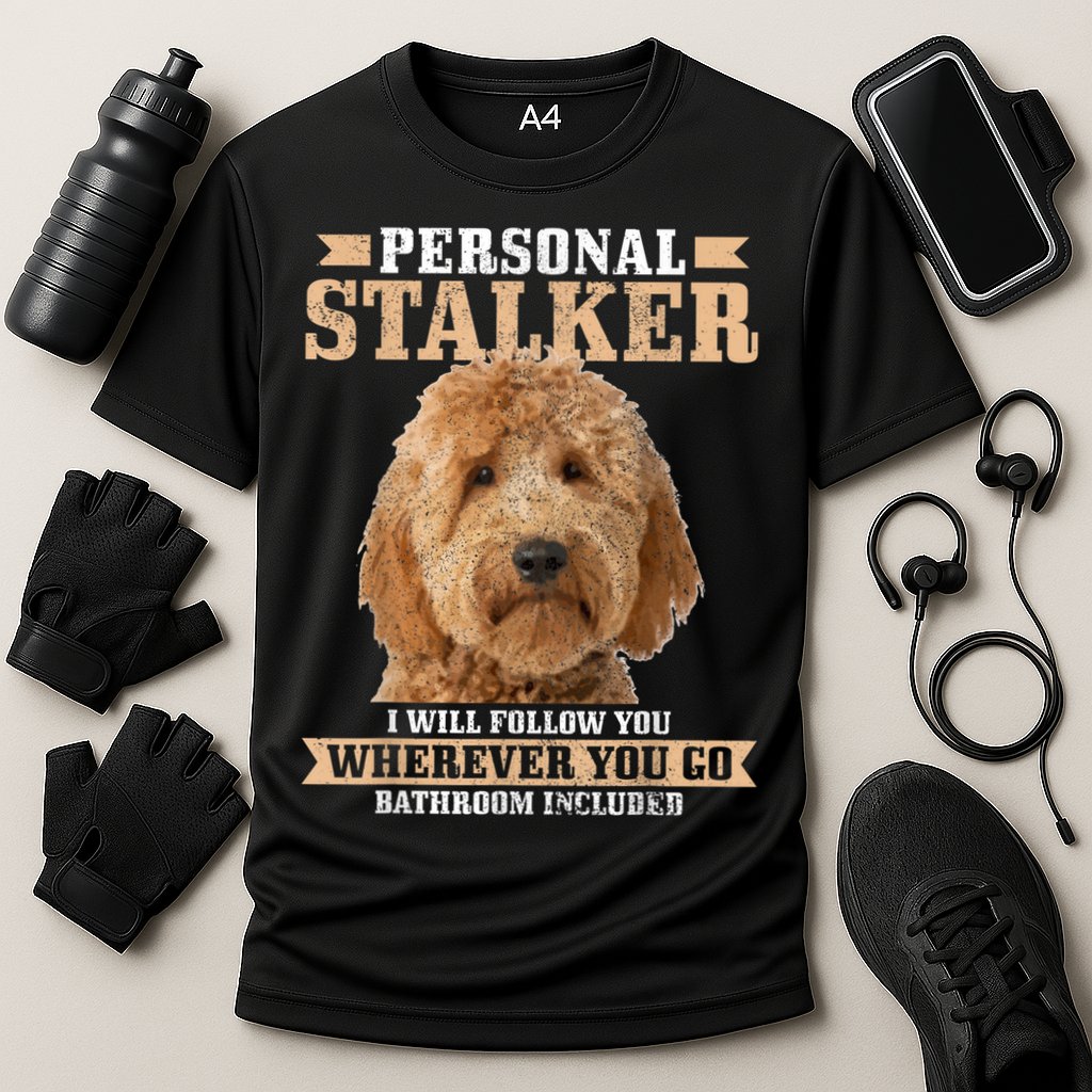 Goldendoodle Personal Stalker Funny Golden Doodle Mom Cooling Performance Crew T-Shirt
