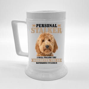 Goldendoodle Personal Stalker Funny Golden Doodle Mom Beer Stein