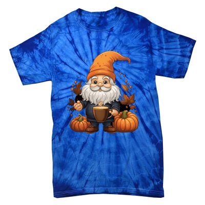 Gnome Pumpkin Spice Latte Fall Autumn Leaves Halloween Gift Tie-Dye T-Shirt