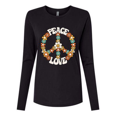 Groovy Peace Sign Love Costume for 60s 70s Theme Party Womens Cotton Relaxed Long Sleeve T-Shirt