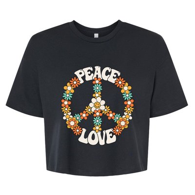 Groovy Peace Sign Love Costume for 60s 70s Theme Party Bella+Canvas Jersey Crop Tee