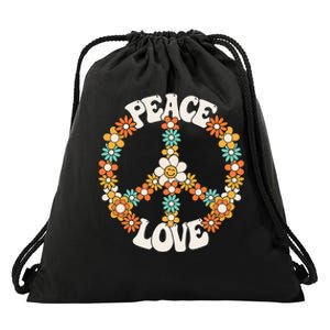 Groovy Peace Sign Love Costume for 60s 70s Theme Party Drawstring Bag