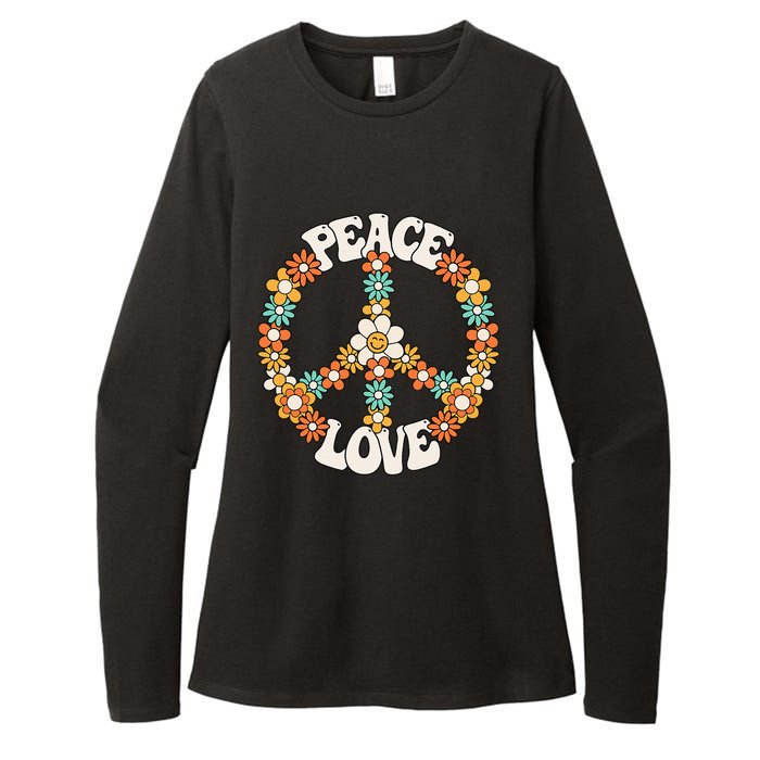 Groovy Peace Sign Love Costume for 60s 70s Theme Party Womens CVC Long Sleeve Shirt