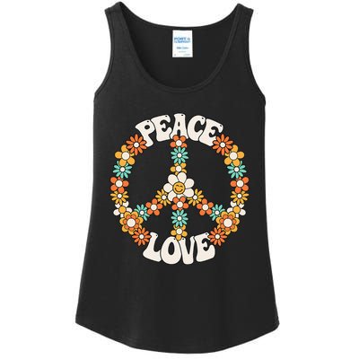 Groovy Peace Sign Love Costume for 60s 70s Theme Party Ladies Essential Tank