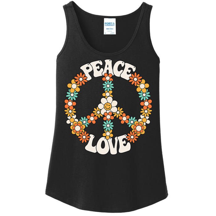 Groovy Peace Sign Love Costume for 60s 70s Theme Party Ladies Essential Tank