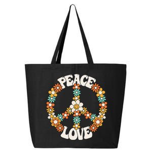 Groovy Peace Sign Love Costume for 60s 70s Theme Party 25L Jumbo Tote