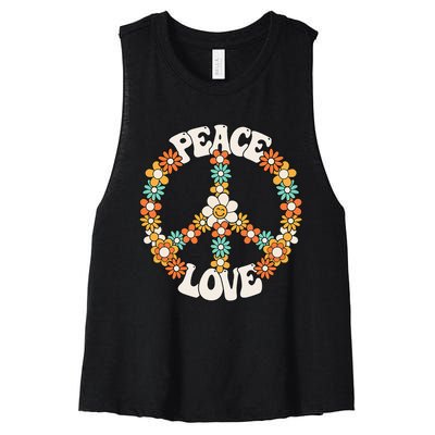 Groovy Peace Sign Love Costume for 60s 70s Theme Party Women's Racerback Cropped Tank