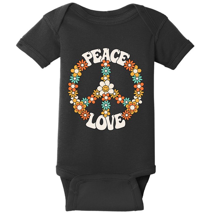 Groovy Peace Sign Love Costume for 60s 70s Theme Party Baby Bodysuit