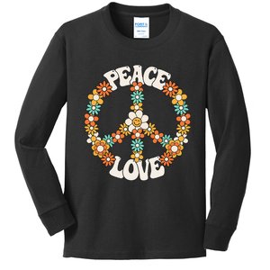 Groovy Peace Sign Love Costume for 60s 70s Theme Party Kids Long Sleeve Shirt