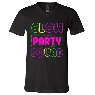 Glow Party Squad Neon Lights Party Lover V-Neck T-Shirt