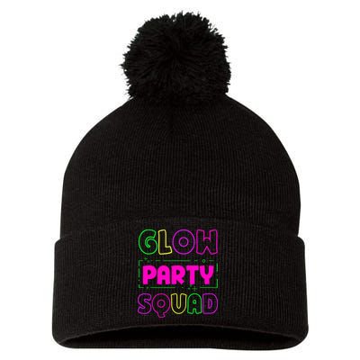 Glow Party Squad Neon Lights Party Lover Pom Pom 12in Knit Beanie