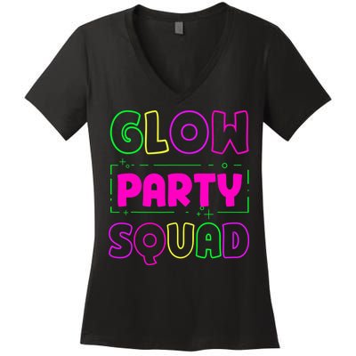Glow Party Squad Neon Lights Party Lover Women's V-Neck T-Shirt