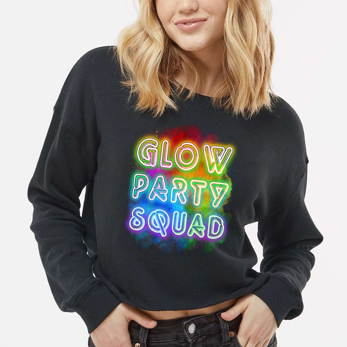 Glow Party Squad Cropped Pullover Crew
