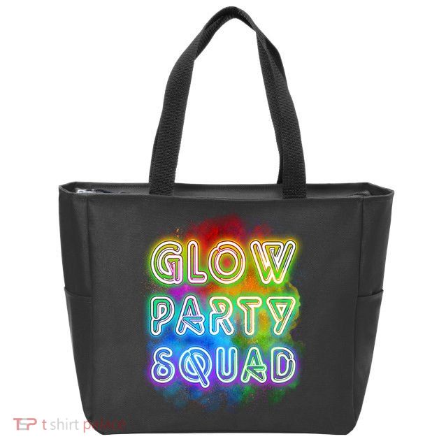 Glow Party Squad Zip Tote Bag