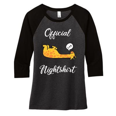 Giraffe Pet Sleepshirt Nightwear Nightshirt Sleep Pajama Women's Tri-Blend 3/4-Sleeve Raglan Shirt