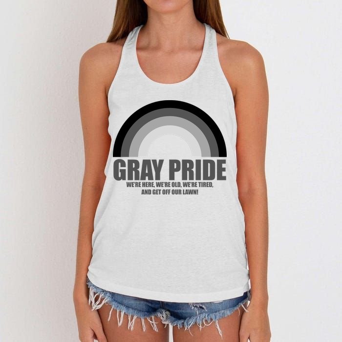Gray Pride Senior Citizen Funny LGBTQ Women's Knotted Racerback Tank