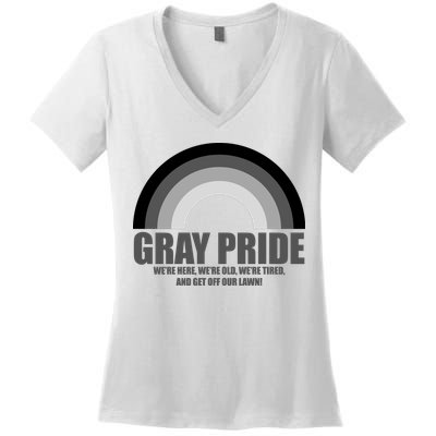 Gray Pride Senior Citizen Funny LGBTQ Women's V-Neck T-Shirt