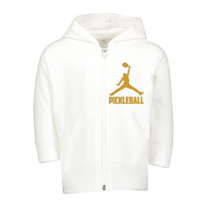 Gold Pickleball Sports Logo Toddler Zip Fleece Hoodie