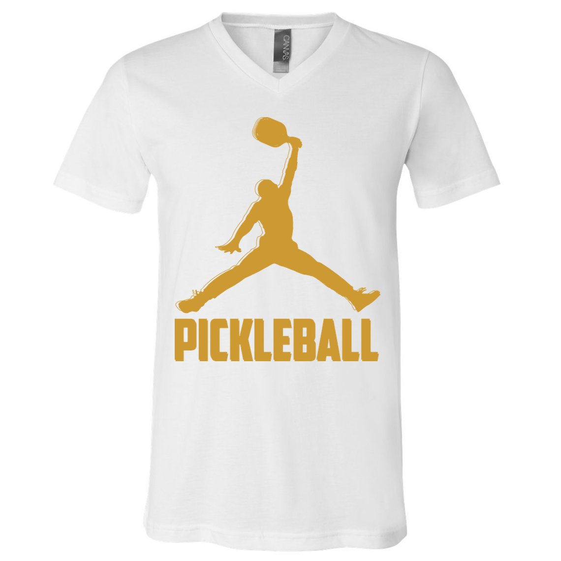 Gold Pickleball Sports Logo V-Neck T-Shirt