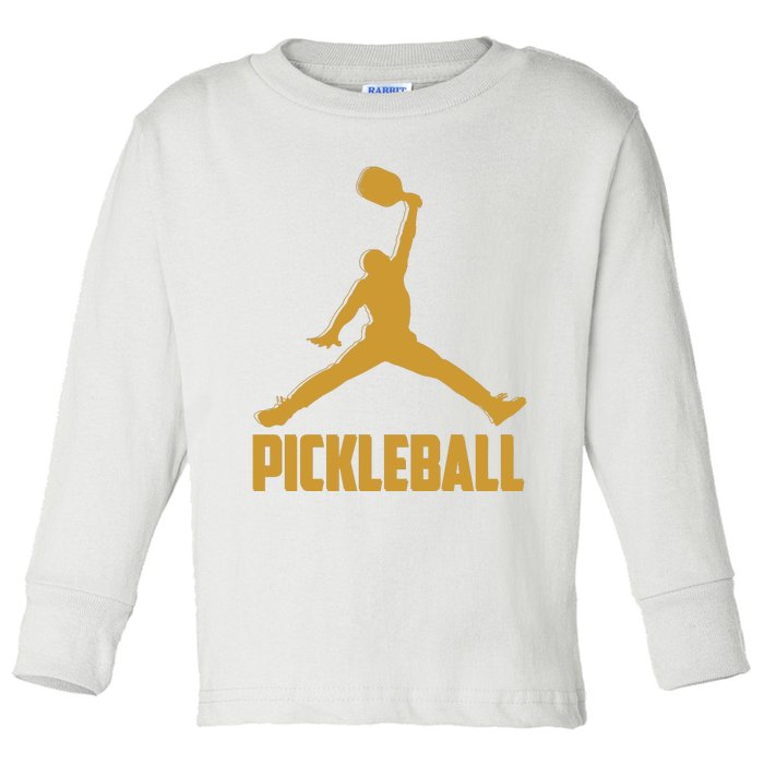 Gold Pickleball Sports Logo Toddler Long Sleeve Shirt