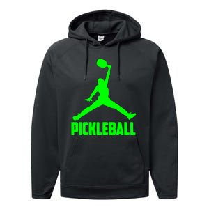 Green Pickleball Sports Logo Performance Fleece Hoodie