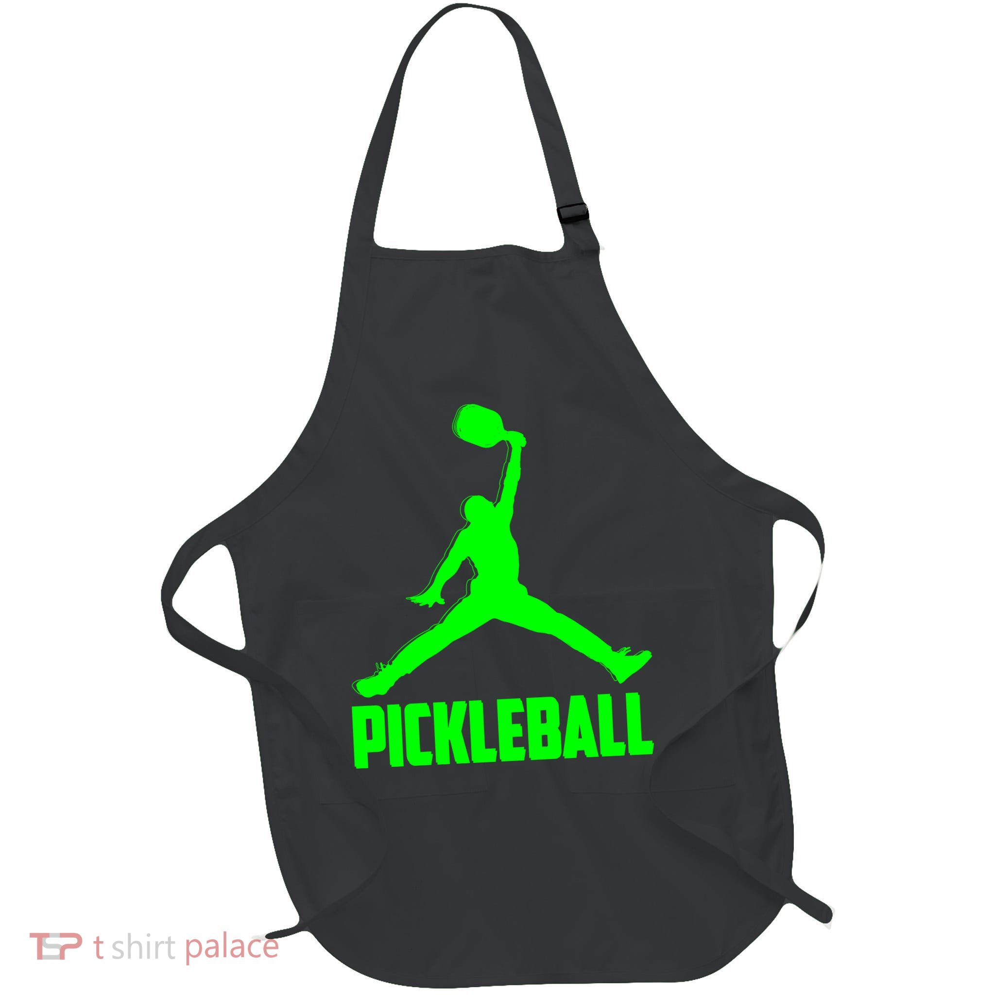 Green Pickleball Sports Logo Full-Length Apron With Pockets