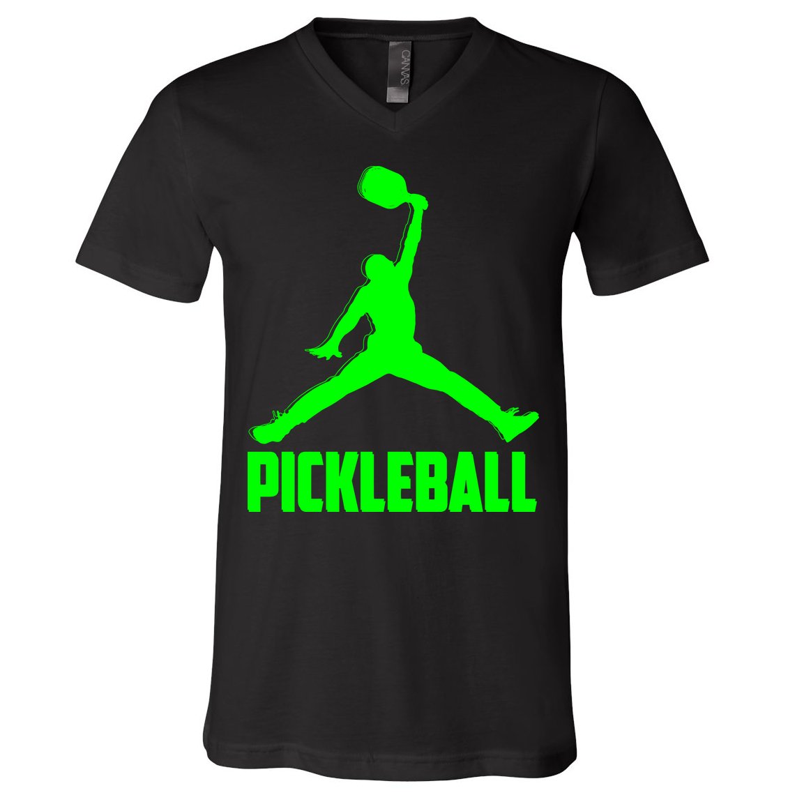 Green Pickleball Sports Logo V-Neck T-Shirt