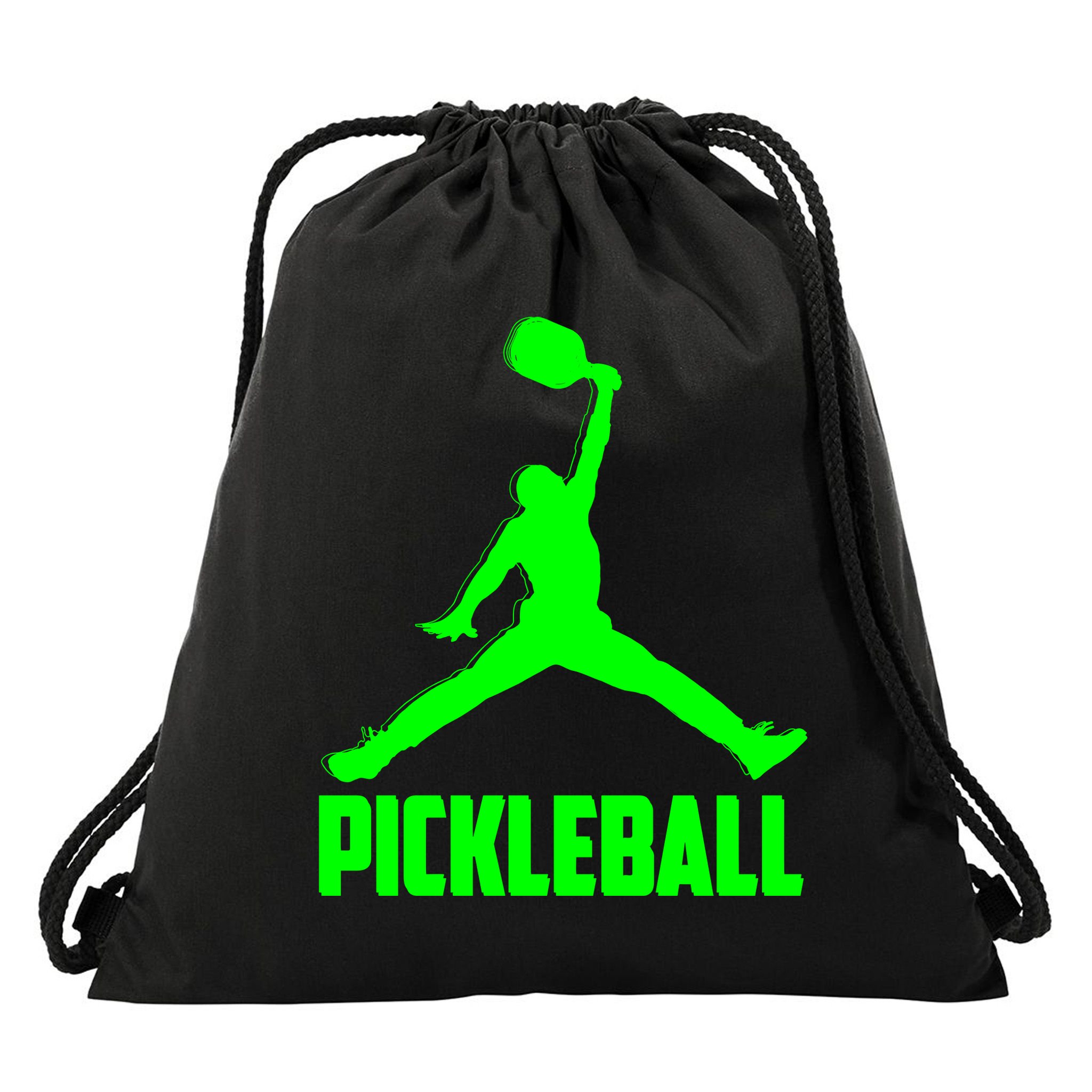 Green Pickleball Sports Logo Drawstring Bag