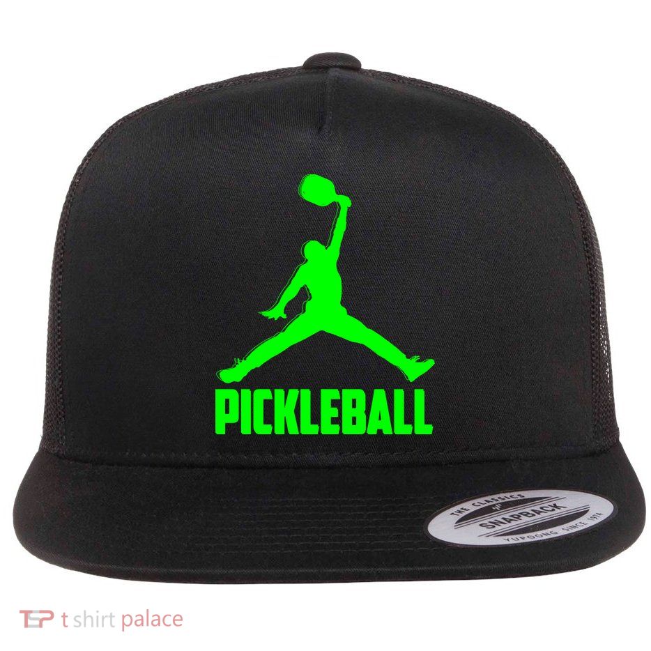 Green Pickleball Sports Logo Flat Bill Trucker Hat