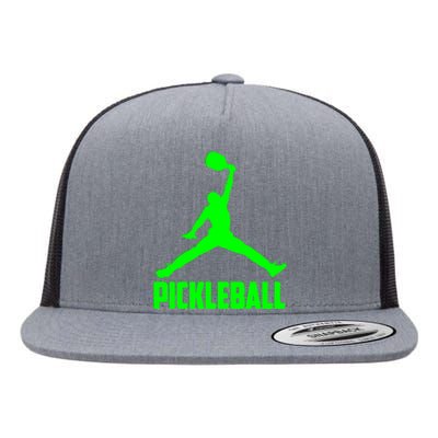 Green Pickleball Sports Logo Flat Bill Trucker Hat