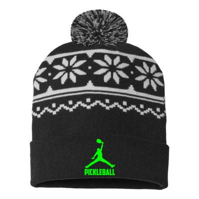 Green Pickleball Sports Logo USA-Made Snowflake Beanie