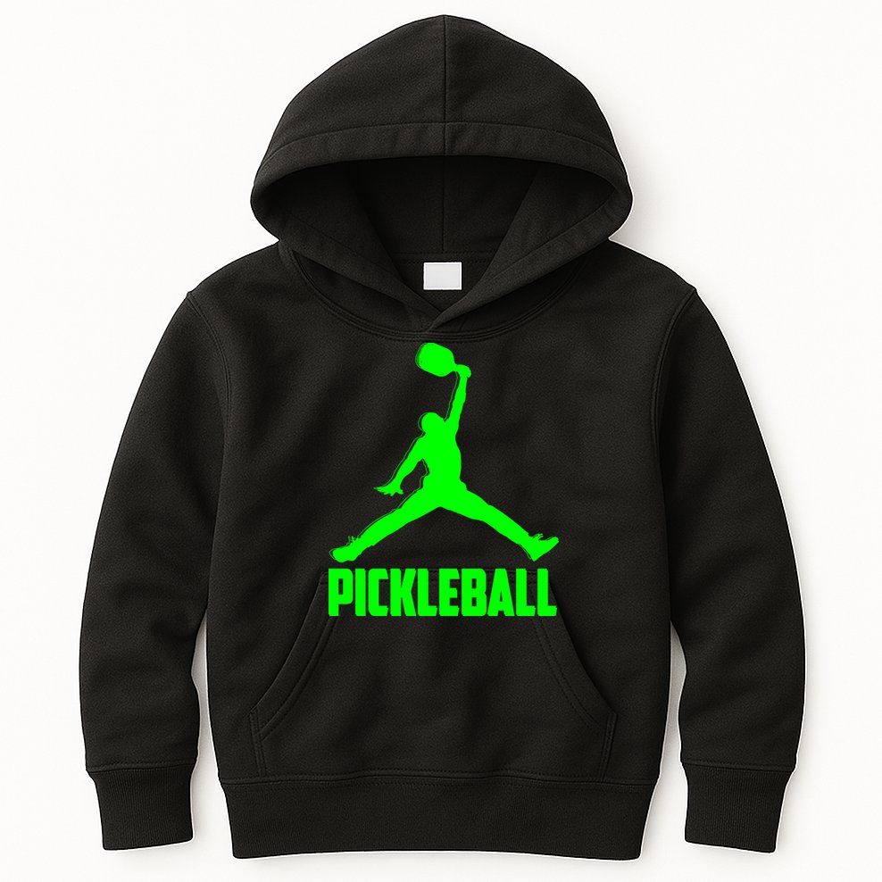 Green Pickleball Sports Logo Kids Hoodie