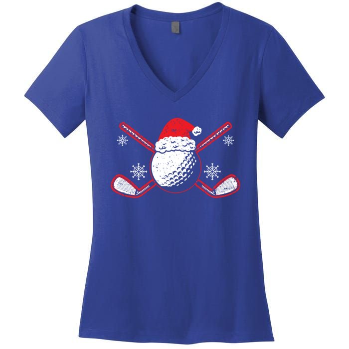 Golf Player Sport Lover Golfer Merry Xmas Christmas Day Gift Women's V-Neck T-Shirt