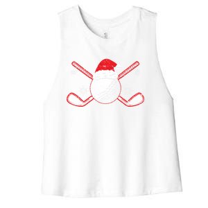 Golf Player Sport Lover Golfer Merry Xmas Christmas Day Gift Women's Racerback Cropped Tank